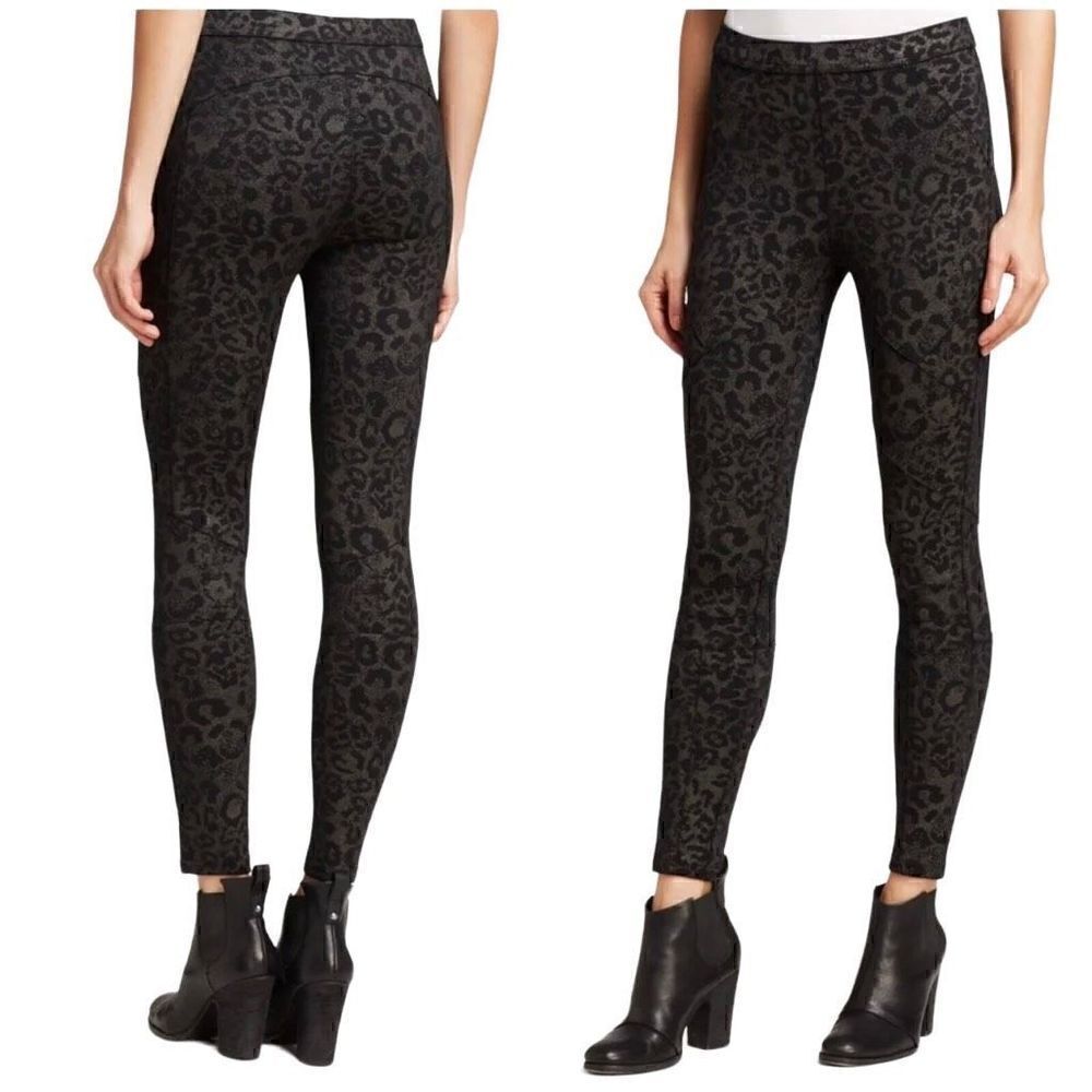 Free People Metallic Animal Leopard Print Moto Leggings XS